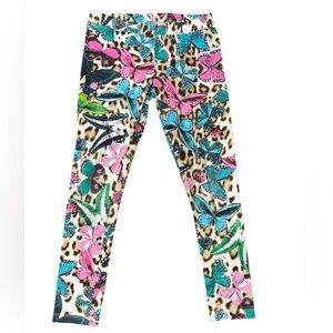 Roberto Cavalli Kids Butterfly Leopard Print Leggings – Girls Size 8